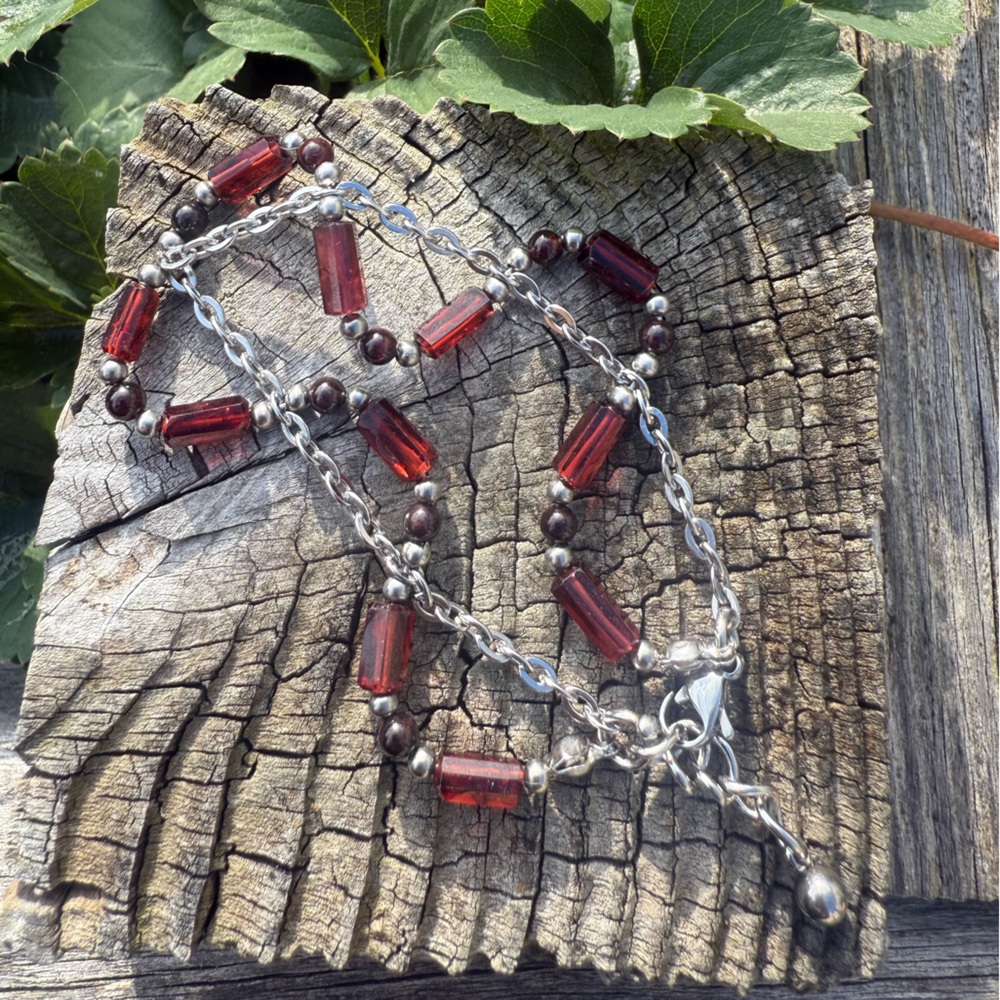 Forbidden Fruit #5 - Helix Garnet Stainless Steel Bracelet